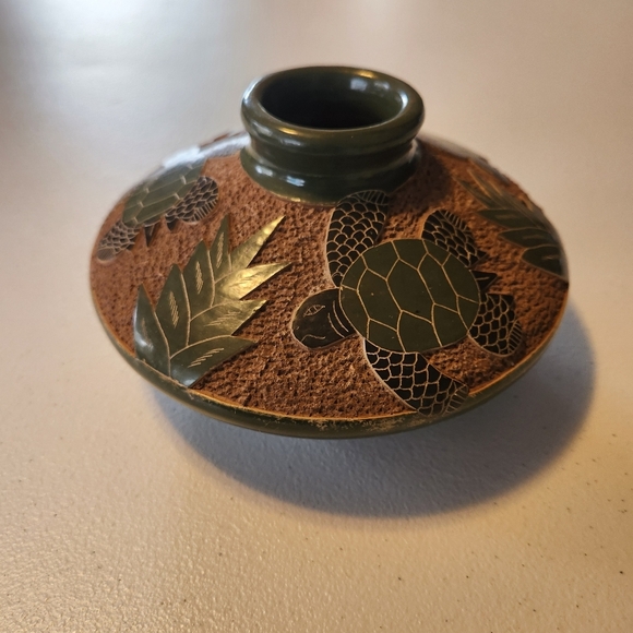 Sea Turtle Folk Art Pottery Vase Isabel Nororis San Juan De Oriente Vintage - Picture 1 of 6